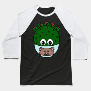 Cute Cactus Design #306: Wheel Cactus In Cute Bear Bowl Baseball T-Shirt